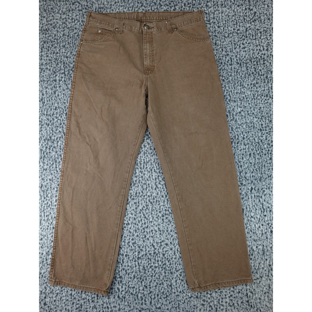 Wrangler Rugged Wear Canvas Pants Men 34x30 Brown Workwear Relaxed Fit